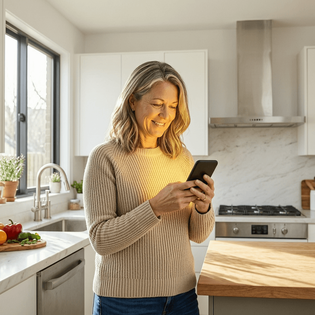 Caregiver reviewing a wellness alert on a phone