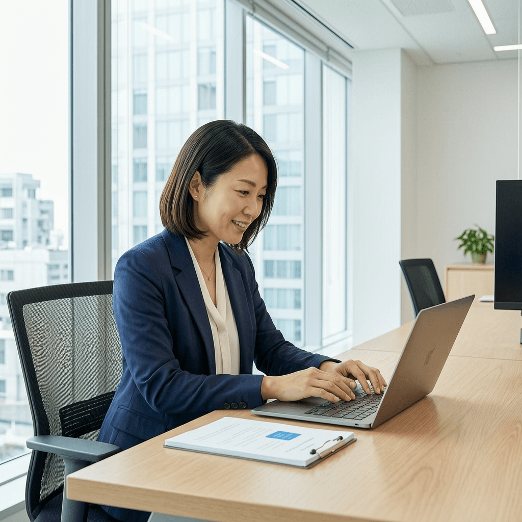 Facility administrator setting up a Care-Call.AI account on a laptop